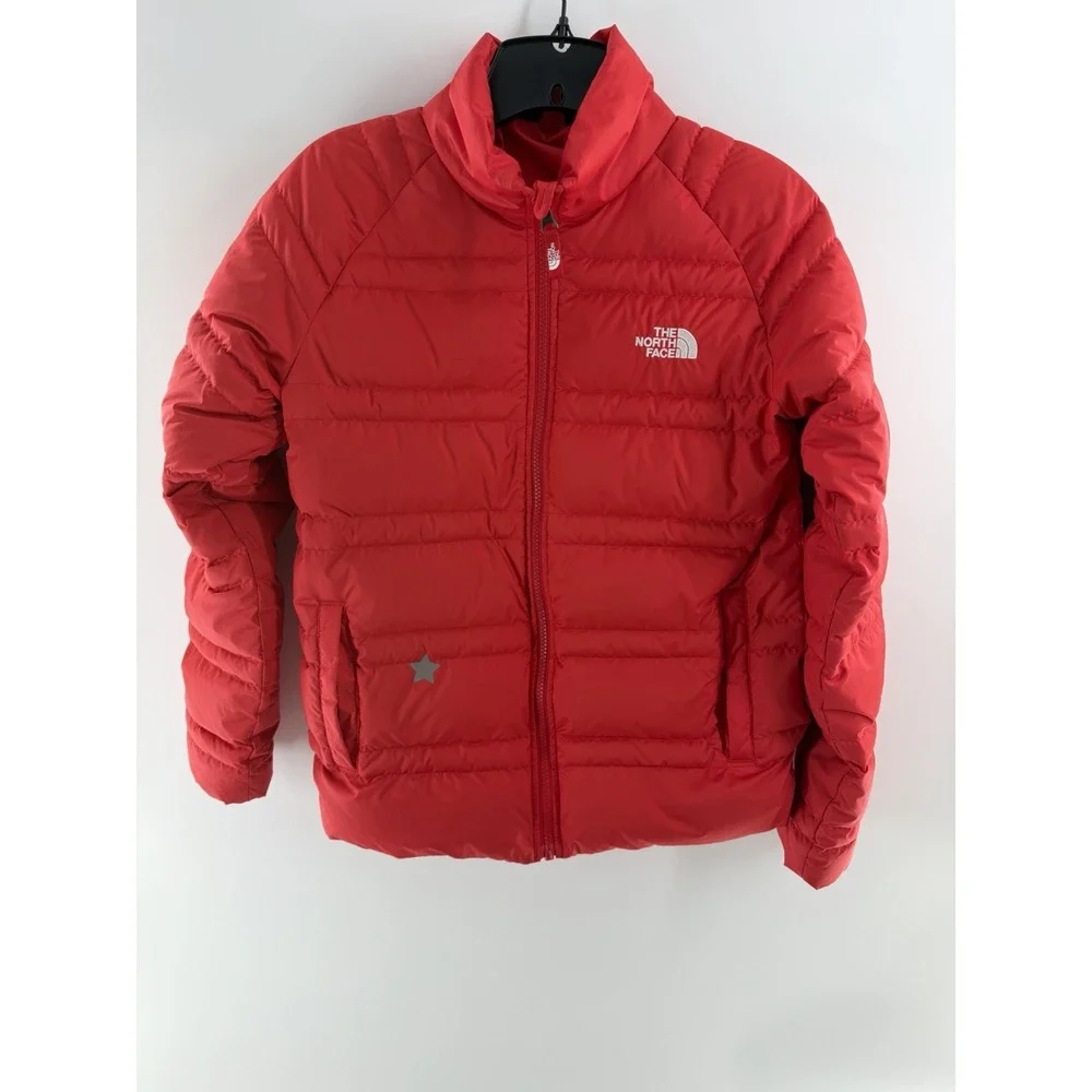 The North Face Boys Red Jacket Large Full Zip Puffer Sleeve Down Coat 14/16